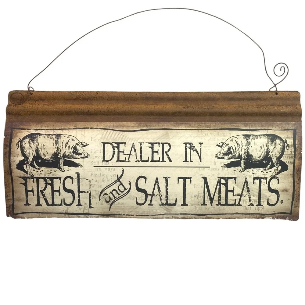 Rustic Kitchen Sign Metal Country Cottagecore Man Cave Garage Butcher‎